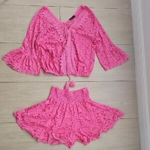 Pink Lace Two-Piece Set